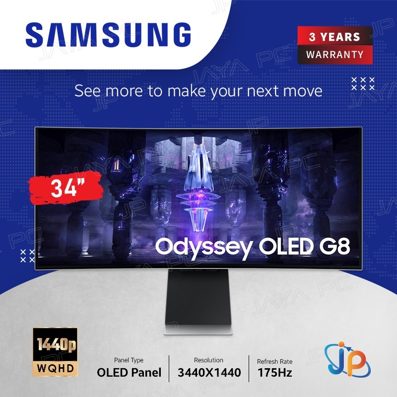 Monitor Samsung LED OLED Odyssey G8 S34DG850 - Curved WQHD 34" Inch
