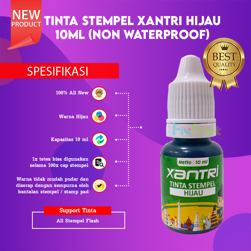 

Fixprint Tinta Stempel Xantri Ink Stamp Kapasitas Ink 10ml All Warna Kertas