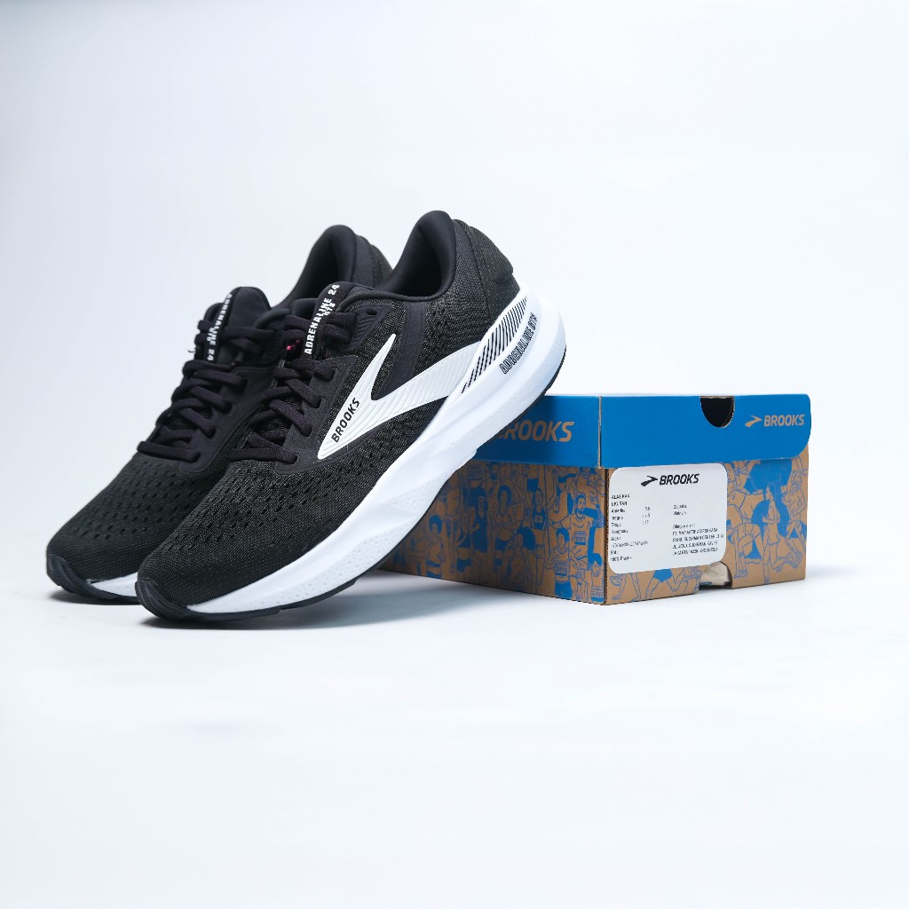 Sepatu Lari / Sepatu Running / BRKS ADRENALINE GTS 24 - BLACK WHITE
