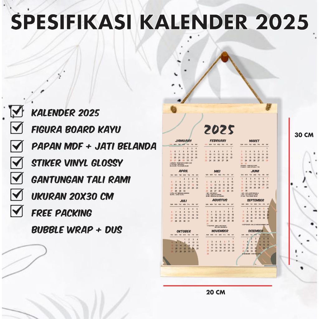 

Kalender 2025 Figura Kayu Minimalis / Aesthetic / Murah