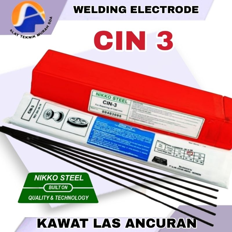 Kawat Las Ancuran Besi Cor CIN3 / CIN 3 Nikko Steel Welding Electrode Per 5 Batang