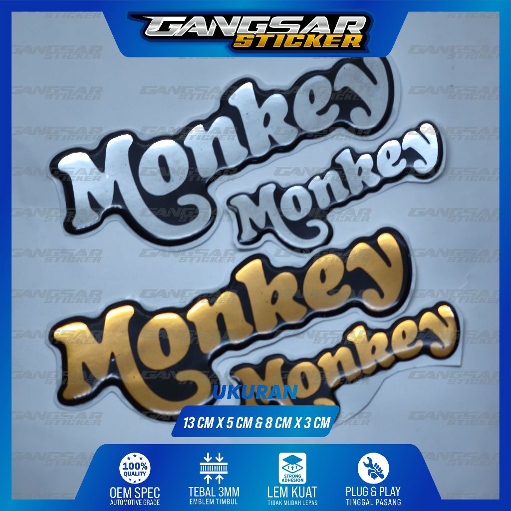 emblem timbul honda monkey / emblem box aki honda monkey / emblem logo monkey honda