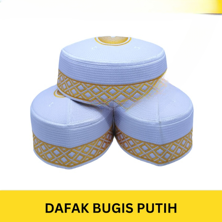 Peci Exclusive Kopiah Putih Emas Bugis Dafak Bugis Songkok