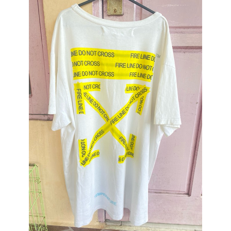 Baju Kaos Tshirt Off White Firetape Bianco omaa002s18185006  Second bekas original tembusss