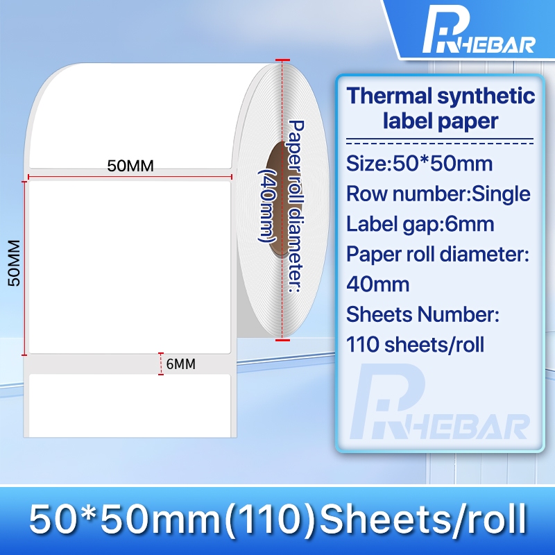 

Ay00! Label Rhebar B21 stiker sintetis thermal tahan air tidak 40X30mm/50X80mm/50X50mm/50X30mm logo