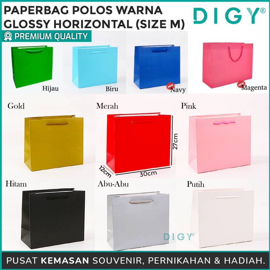 

Paperbag Glossy Premium Horizontal / Paper bag Polos Kado / skincare / Hadiah kuat / hampers / Souvenir toko bisa custom nama / Tebal Premium Gift Box Kotak Kado Tas Kado Hadiah