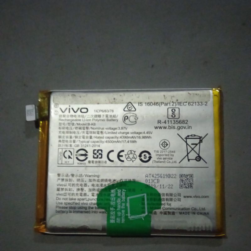 Battery VIVO B-K6 ORI. Baterai VIVO V19 / BK6. bekas copotan