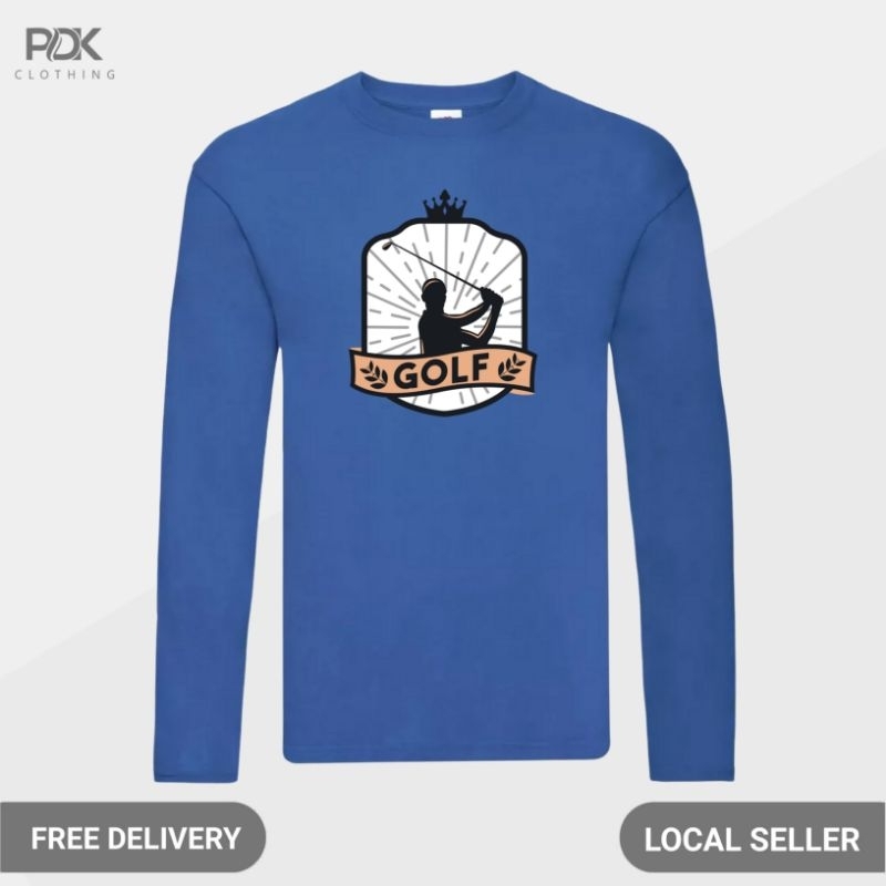 Kaos Pria Baju Lengan Panjang Golf Player Branch Crown