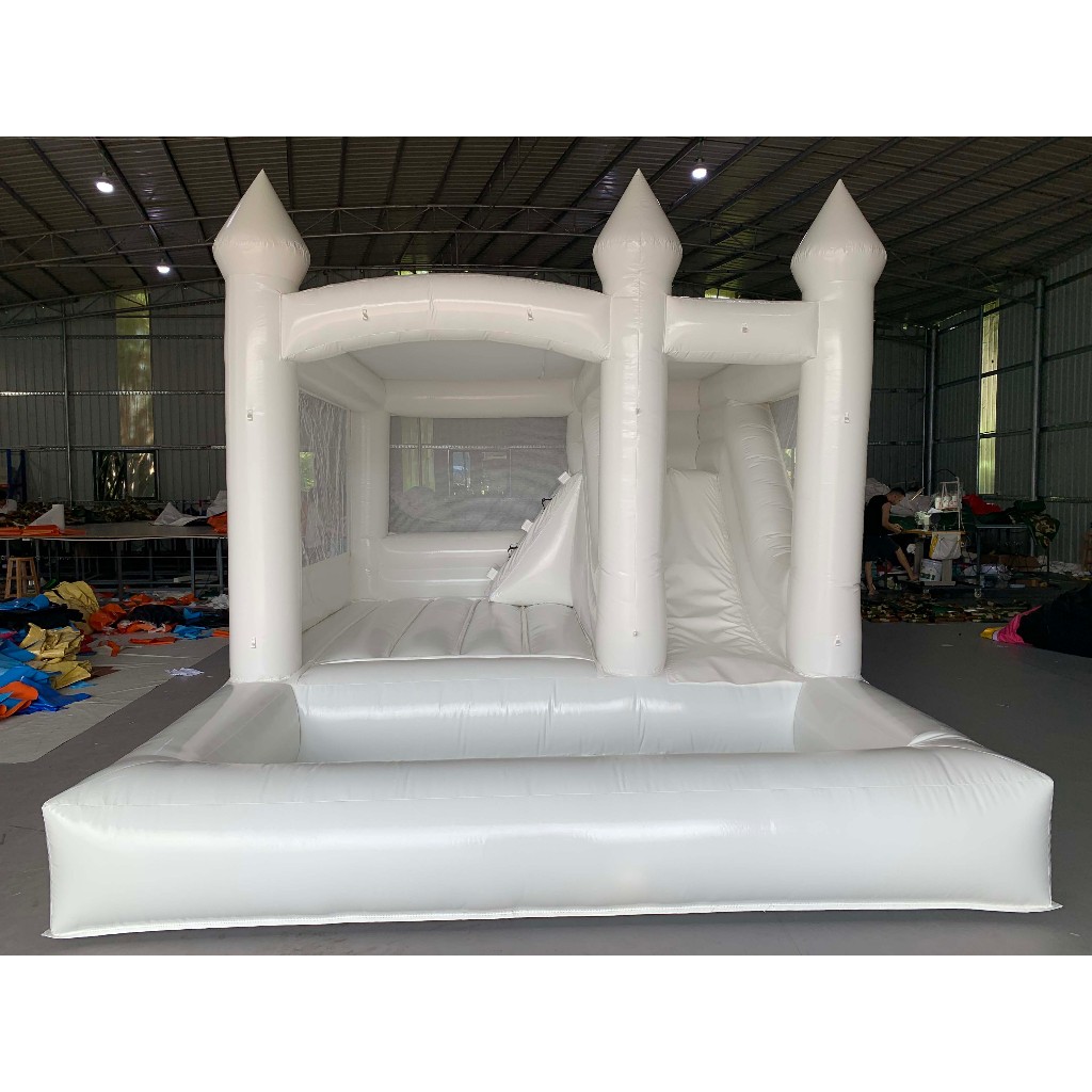 Playground Bounce White Castle 500cm Luxe PVC Istana Balon