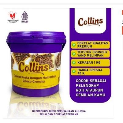 

Collins Dip Glaze 1kg Selai Coklat Choco Crunchy / cocok untuk toping dan dipping / Selai Coating / Selai Dekorasi cake / Isian Cake