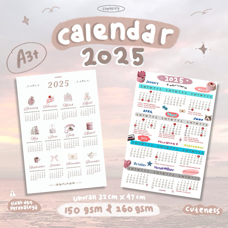 

Kalender 2025 aesthetic lucu hiasan dinding unik calendar by cre4tify