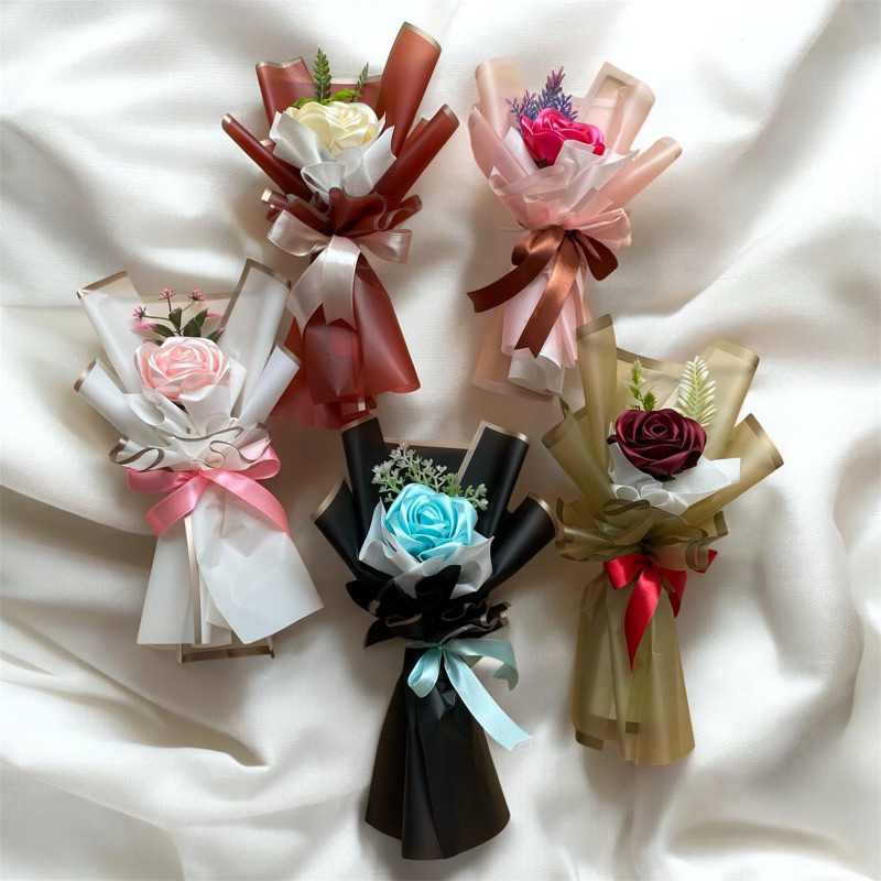 single rose buket | buket bunga pita satin | buket bunga palsu | buket bunga valentine | buket bunga