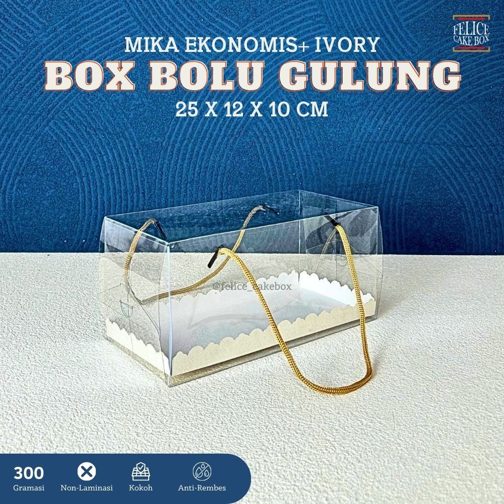 BOX BOLU GULUNG MIKA EKONOMIS HANDLE TALI 25X12X10 CM / MIKA HANDLE TALI / DUS BOLU GULUNG MIKA / BO