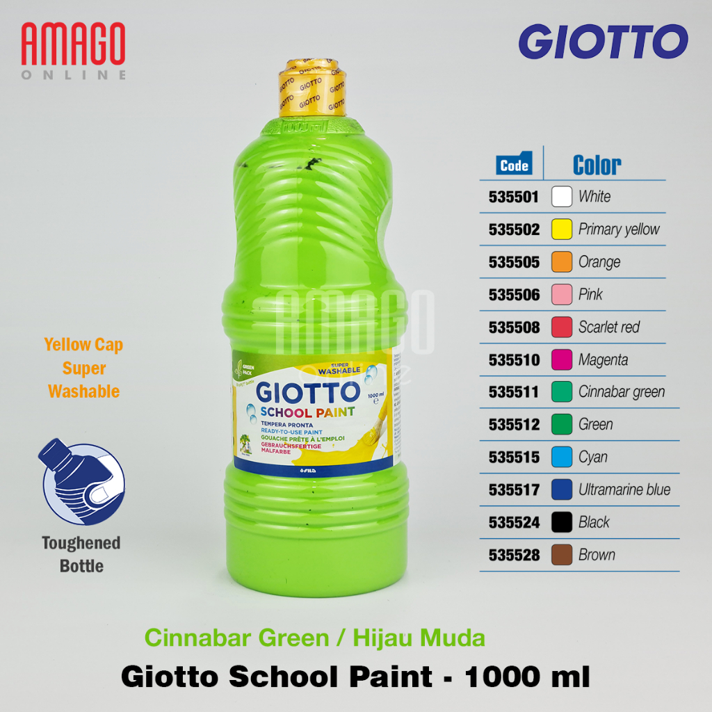 

GIOTTO School Paint 1000 ml Cat Air Poster Lukis Sekolah 1 liter - Cinnabar Green - 535511
