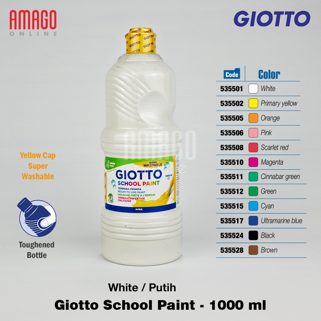 

GIOTTO School Paint 1000 ml Cat Air Cat Poster Lukis Sekolah 1 liter - White - 535501