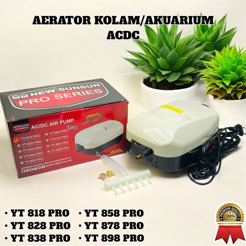 BERASURANSI SUNSUN YT 818 PRO AERATOR KOLAM ACDC OTOMATIS 6 LUBANG AQUARIUM BESAR BATERAI AC FULL OT