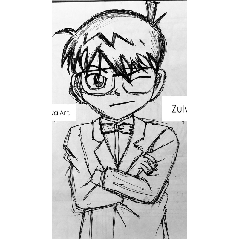 Gambar Tangan Sketsa Anime Conan Kartun Jepang