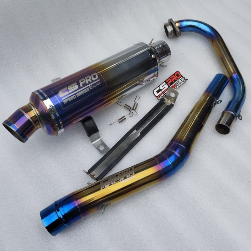 Knalpot trioval Cs pro racing orii inlet 51mm 1set for Satria Fu karbu fi Vixion R15 v2 v3 Tiger Meg