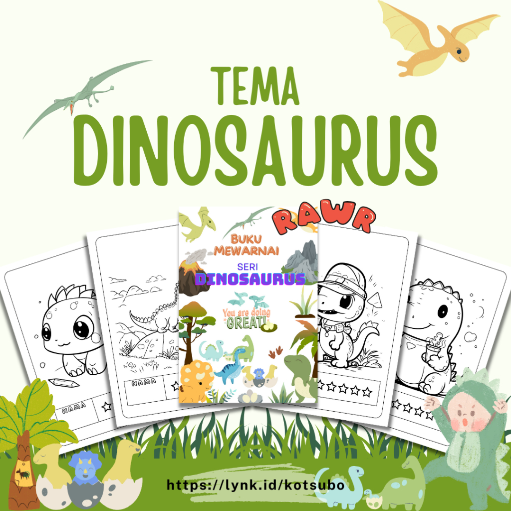 

KERTAS MEWARNAI /COLORING /KERTAS GAMBAR / DINOSAURUS LUCU / KERTAS MEWARNAI ANAK PAUD TK SD / A4