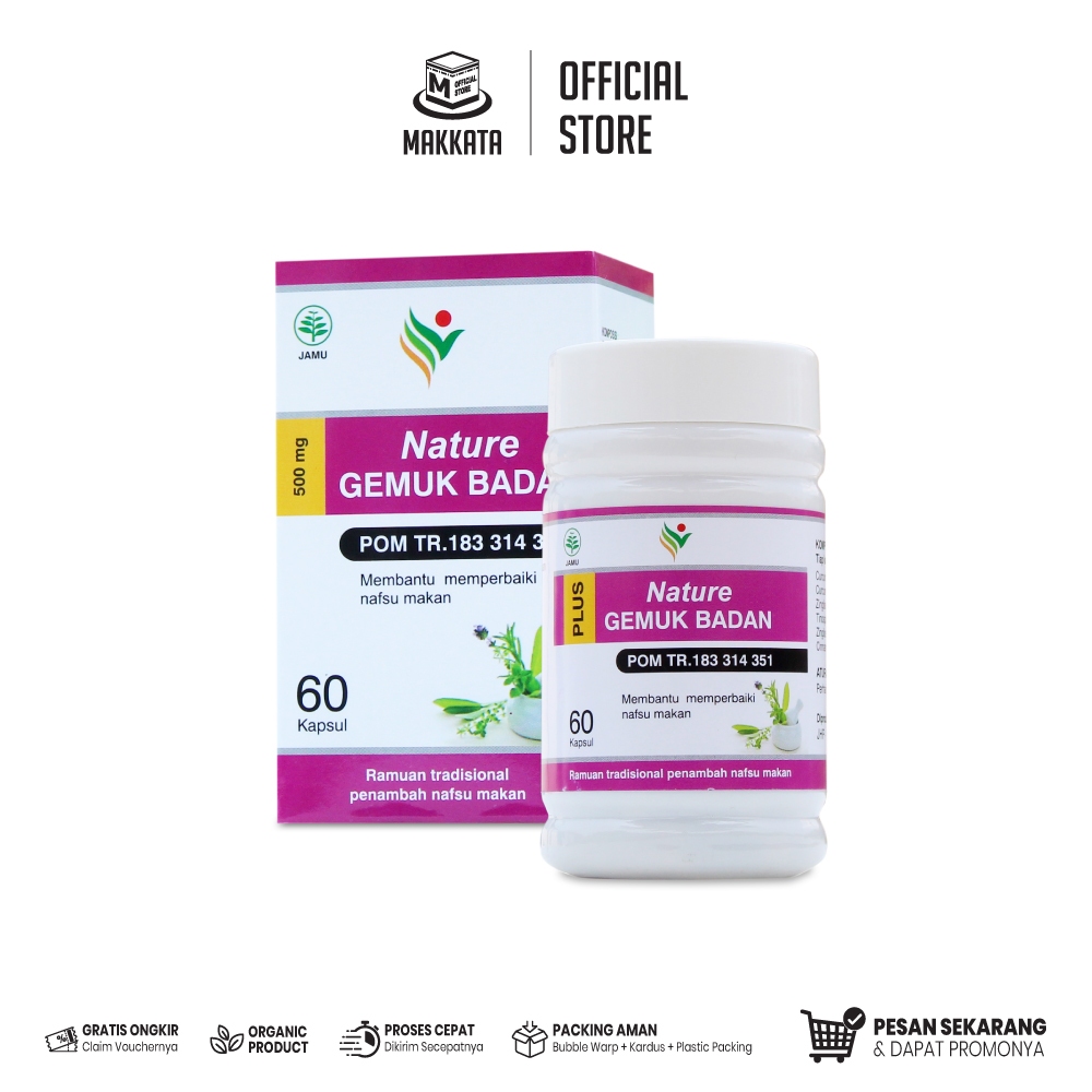 Obat Gemuk Badan Permanen BPOM Tanpa Efek Samping NATURE GEMUK BADAN ISI 60 KAPSUL Original Untuk Pr