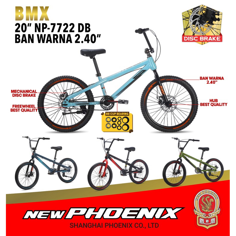 Sepeda Bmx Ukuran 20 New Phoenix NP 7722 Ban 2.4 Murah / Sepeda Anak BMX ukuran 20 New Phoenix NP 77