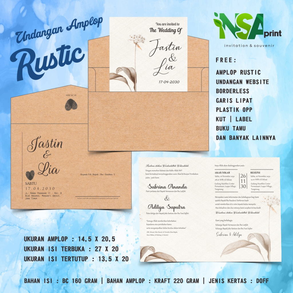 UNDANGAN AMPLOP / UNDANGAN RUSTIC / UNDANGAN AMPLOP PERNIKAHAN / UNDANGAN AMPLOP KRAFT