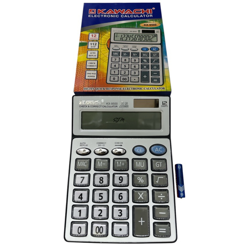 

KAWACHI Kalkulator Elektronik Baterai & Tenaga Surya 12digit KX-9500 Bagus Besar