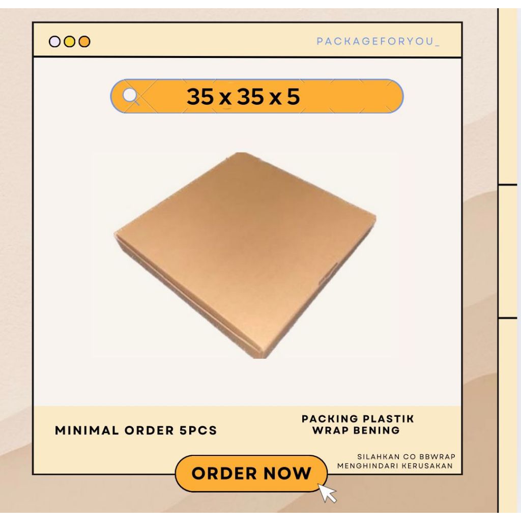 

BOX/KARDUS/DUS DIE CUT 35x35x5 cm PIZZA PACKAGING POLOS OLSHOP