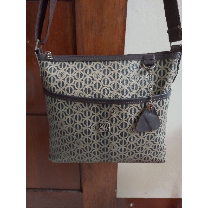 sling bag ala LQ kulit asli mix kanvas no brand, unisex