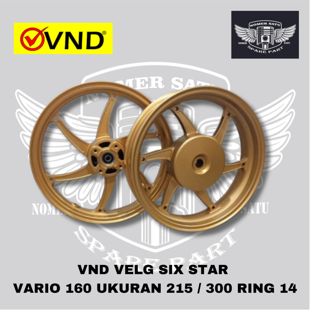 VND VELG PELG RACING TIPE SIX STAR MOTOR VARIO 160 CBS UKURAN 215 300 RING 14 ORIGINAL VND 100%
