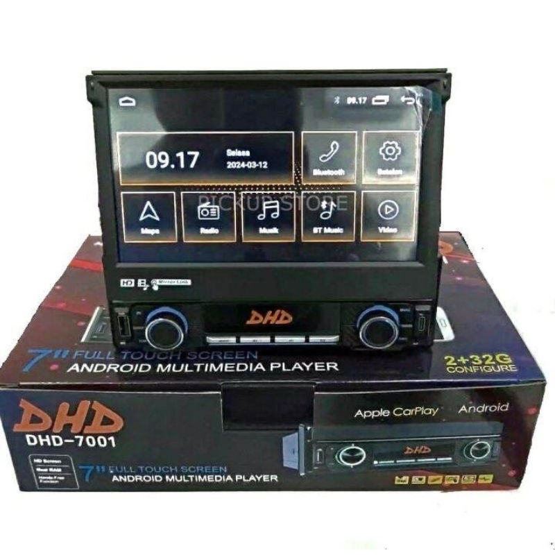 Headunit Android DHD Bodi Single Din Indash Layar Lipat 7 Inch