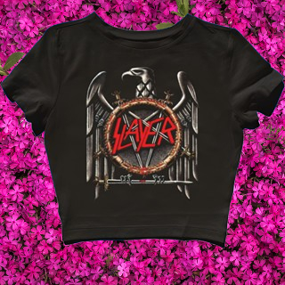 CROP TOP LOGO SLAYER HELL EAGLE | GRUNGE | CROPTOP | BAND METAL MUSIK ROCK | CROP TEE STYLE Y2K VINT