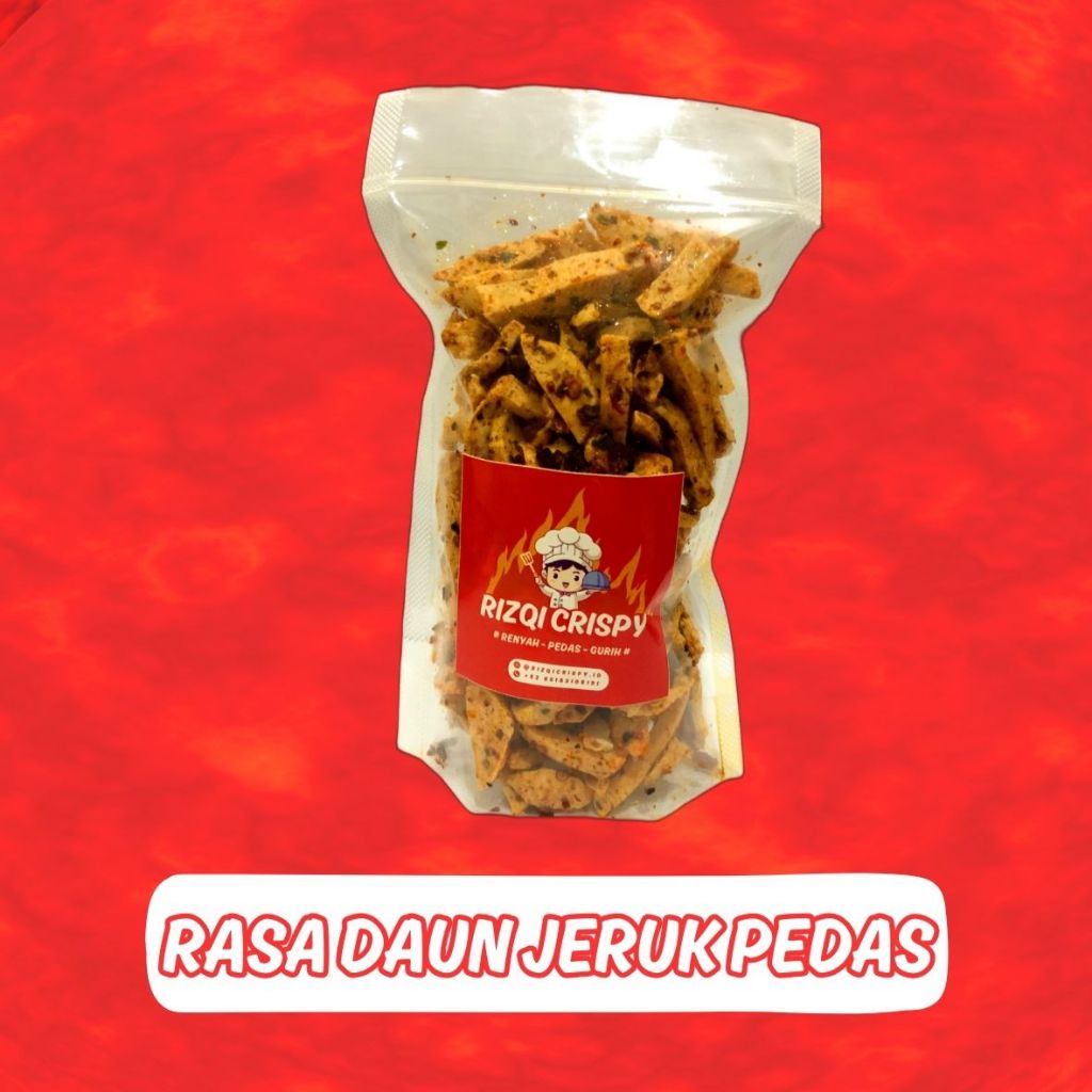 

Basreng Crispy Rasa Daun Jeruk Pedas Kemasan 150 gram Zip Lock