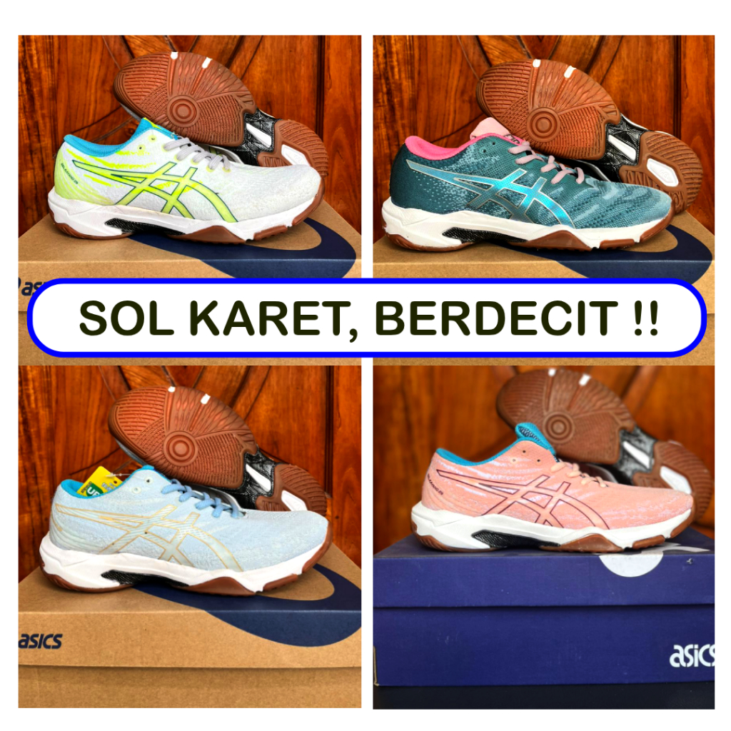 Sepatu Volly Wanita Pria Size 36 37 38 39 40 41 Asic Original Komponen Sol Karet Berdecit Voli Cewek