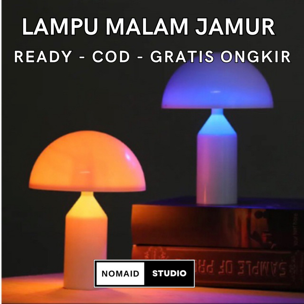 Nomaid.id - Lampu Tidur LED Bentuk Jamur [GRATIS BATERAI AA 2] - Lampu Meja Unik Cocok Untuk Pajanga