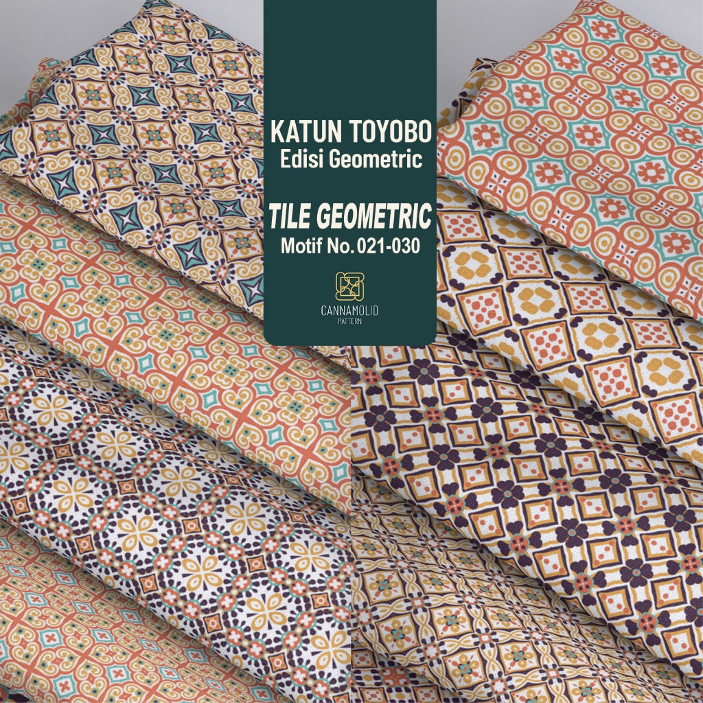 Kain Katun Toyobo Printing Motif BATIK GEOMETRIC | Lebar 145cm | TILE 21-30