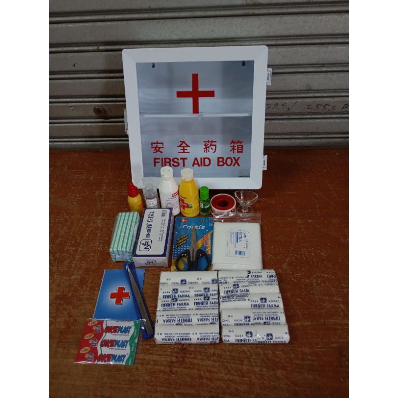 paket kotak obat dinding uks + isi 16 item lengkap