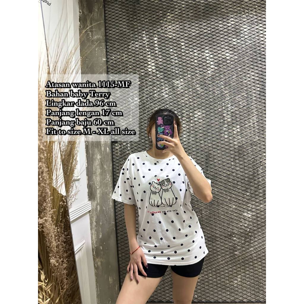 ATASAN 1115-MF KAOS KATUN SPANDEX IMPORT BORDIR LENGAN PENDEK LD 96 FIT M-XL BISA COD