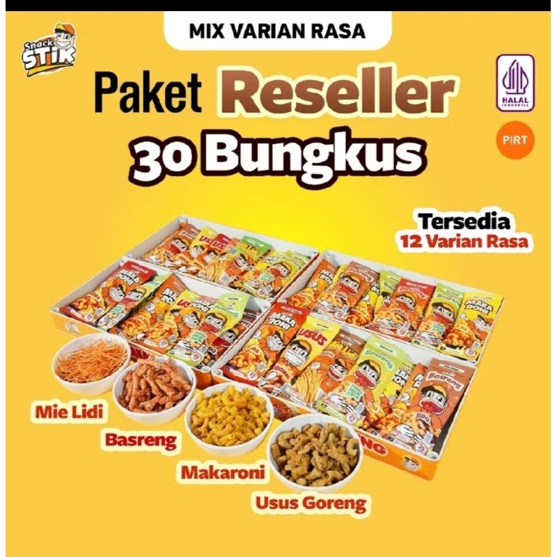 

Gorontalo-Paket Usaha Agen 30 Bungkus Snack Viral Indonesia