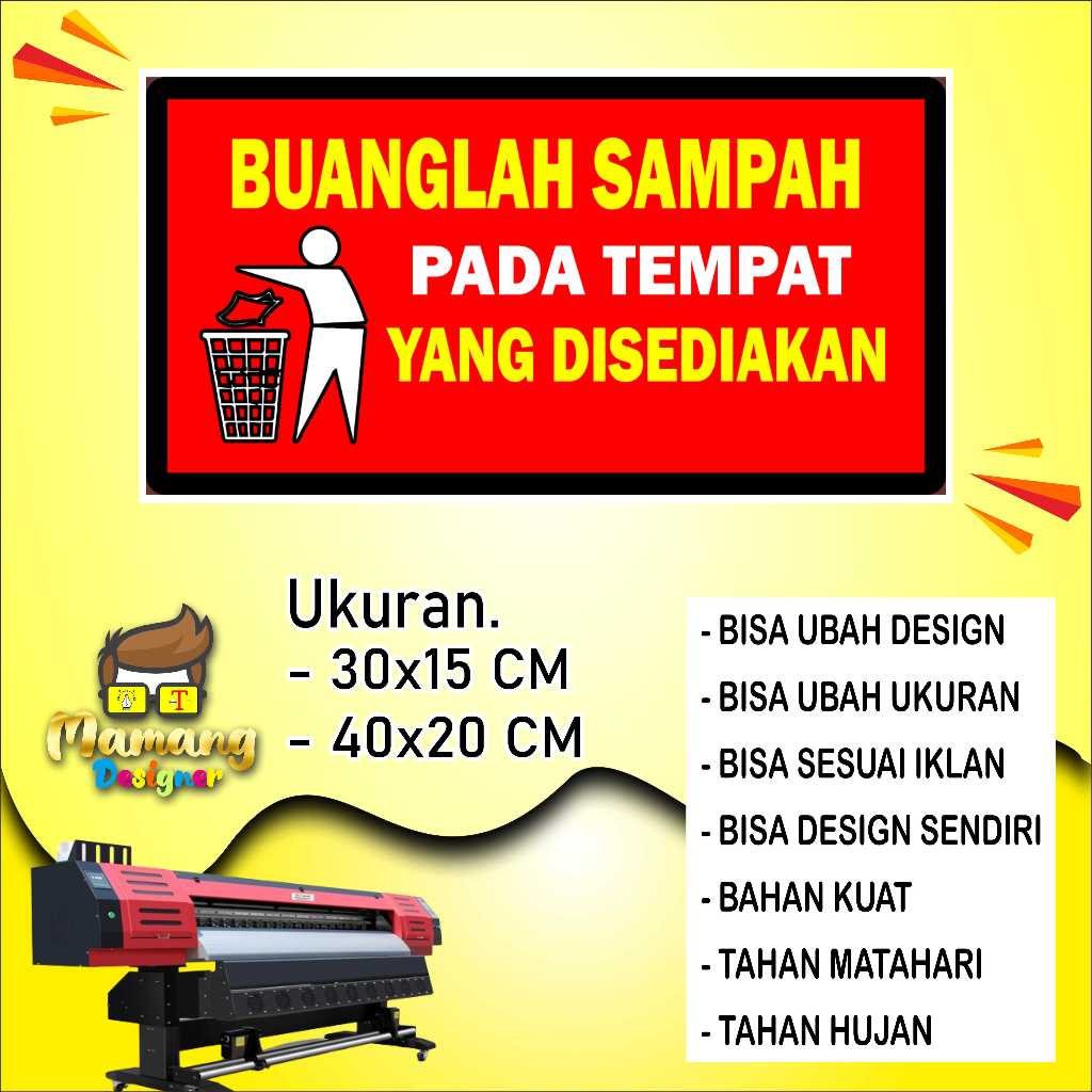 

Sticker Tempelan Kata Kata Buang Sampah Bahan Cerah Merah