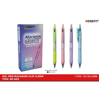 

Pulpen Gel Pen Macaron Clip Pen GP 833 isi 12 Pcs Tinta Hitam