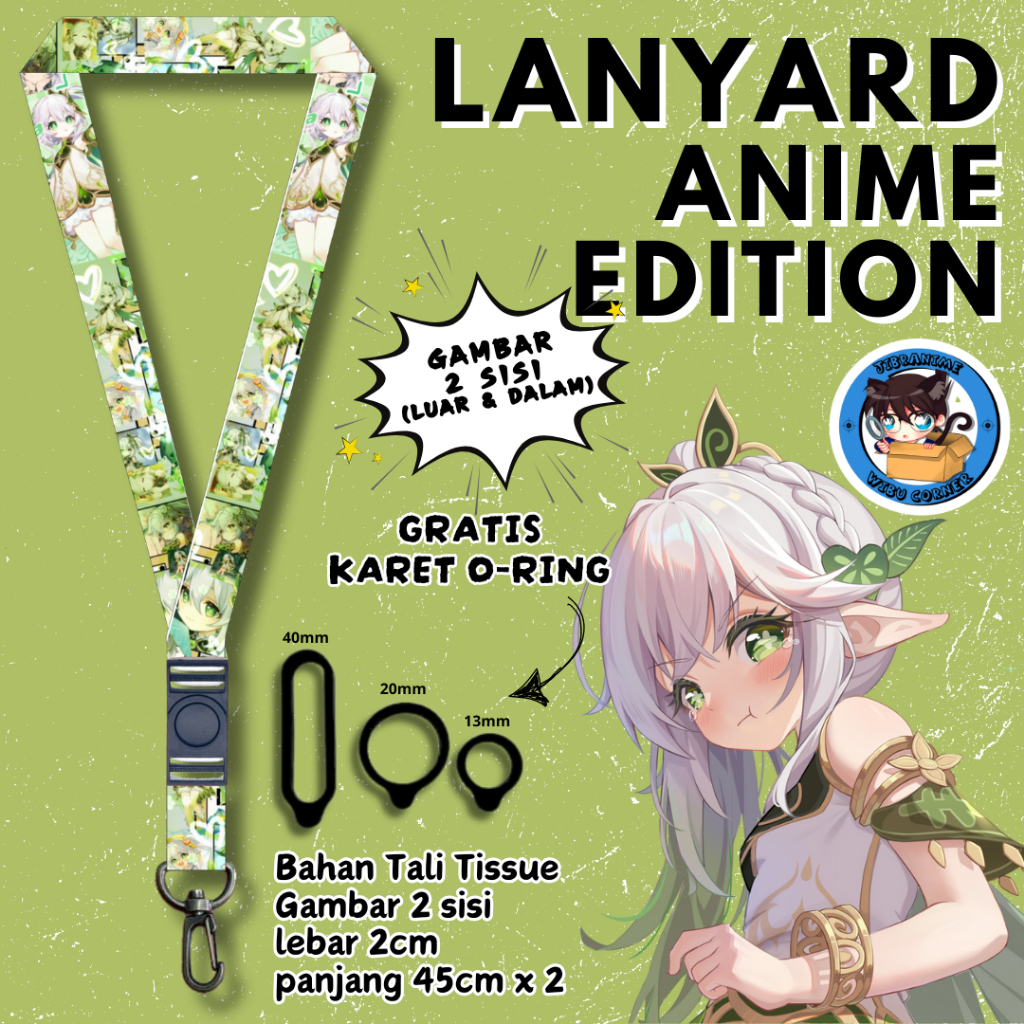 

Lanyard Panjang Anime 2 Sisi / Nahida Genshin Impact / gantungan kunci layard keychain