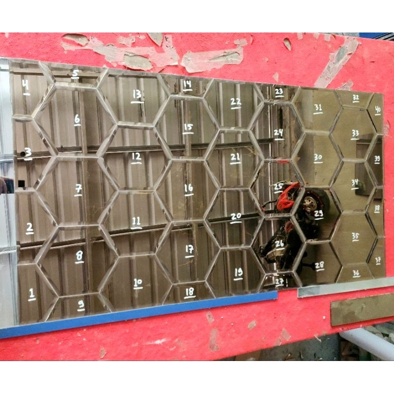 cermin Hexagonal - cermin Bevel - Cermin Hexagonal Bevel - Cermin Hias Bevel