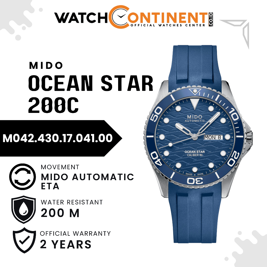 Jam Tangan Pria Mido Ocean Star 200C M042.430.17.041.00 Diver 42.5 mm Biru
