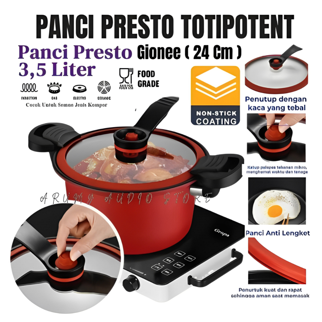 Panci Presto Gionee Virall Berkapasitas 3.5 Liter (24cm) Premium Quality | Panci Presto Totipotent K
