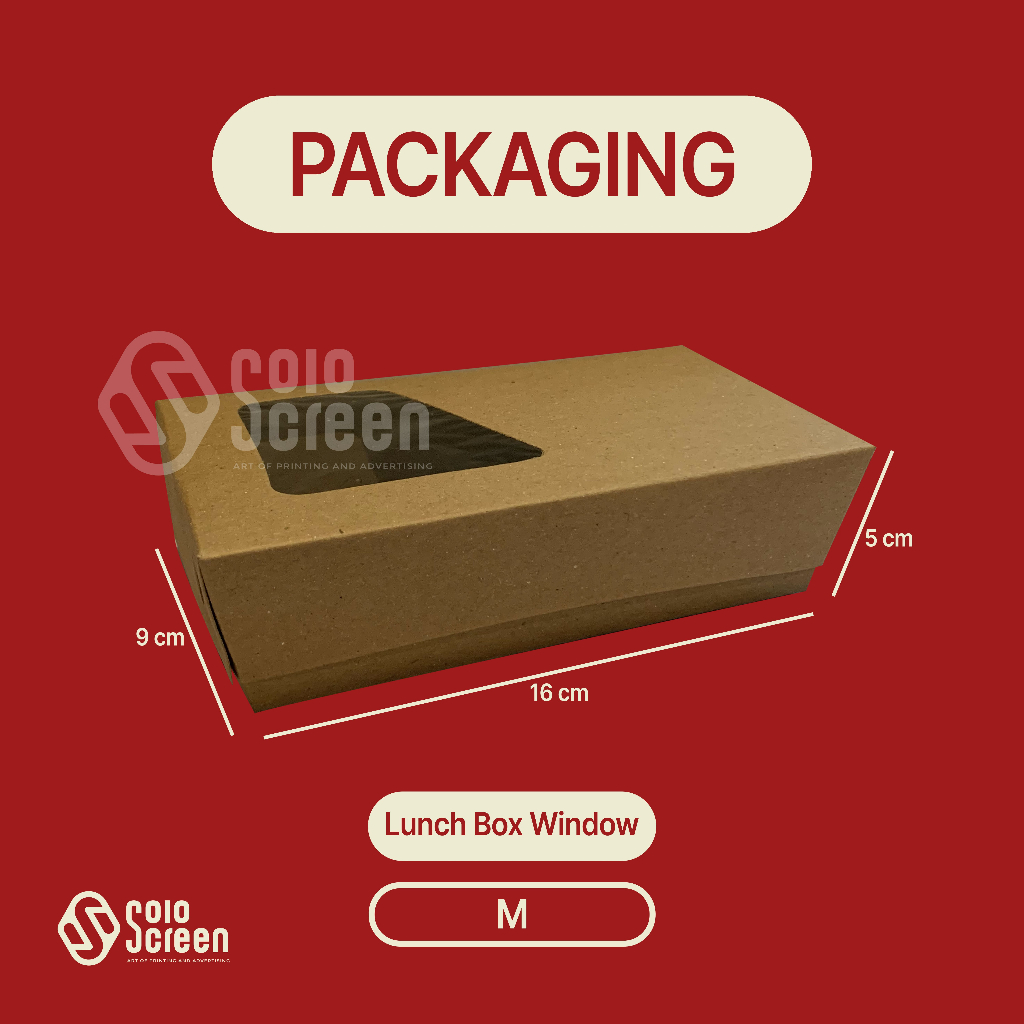 Lunch box paper window tebal Medium 275 gsm full laminasi / kotak Isi 43 Pcs