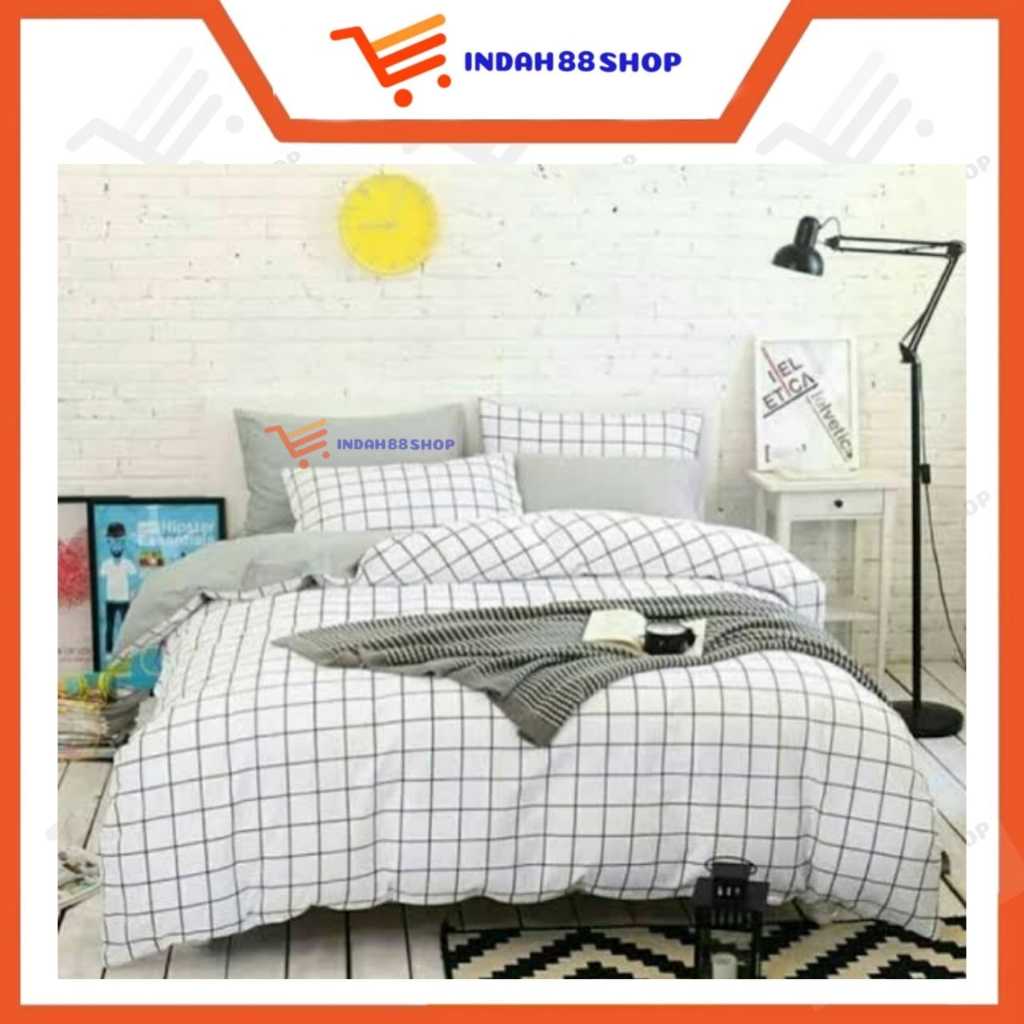 Sprei Homemade Motif Kotak Putih / Sprei Aesthetic