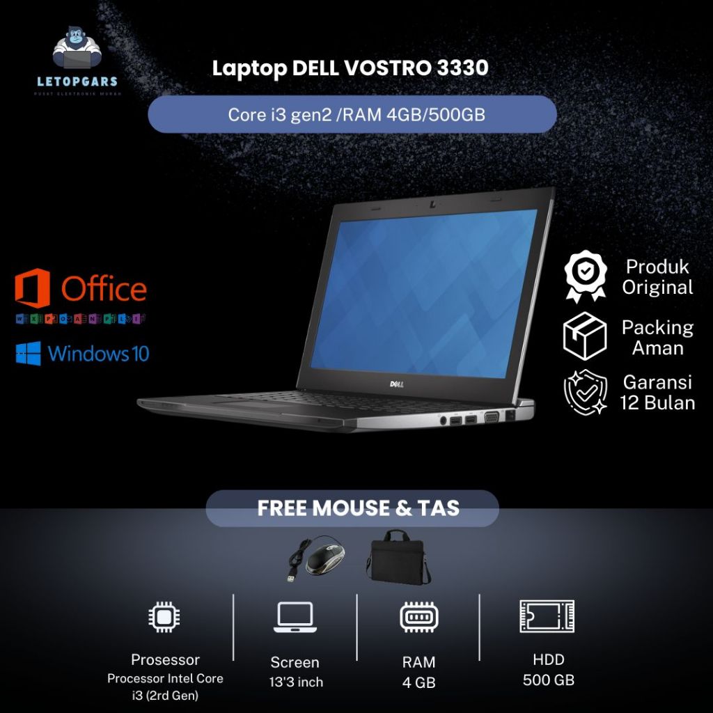 Laptop DELL VOSTRO 3330 Core i3 gen2 /RAM 4GB/500GB