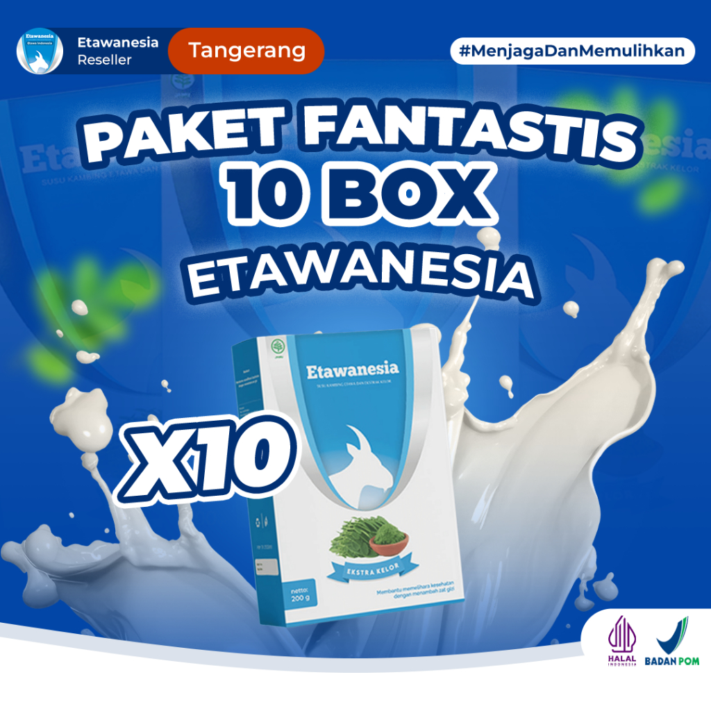 

Paket Hemat 10 box ETAWANESIA Susu Kambing dengan extra daun kelor 5x lebih efektif dri yang sejenis