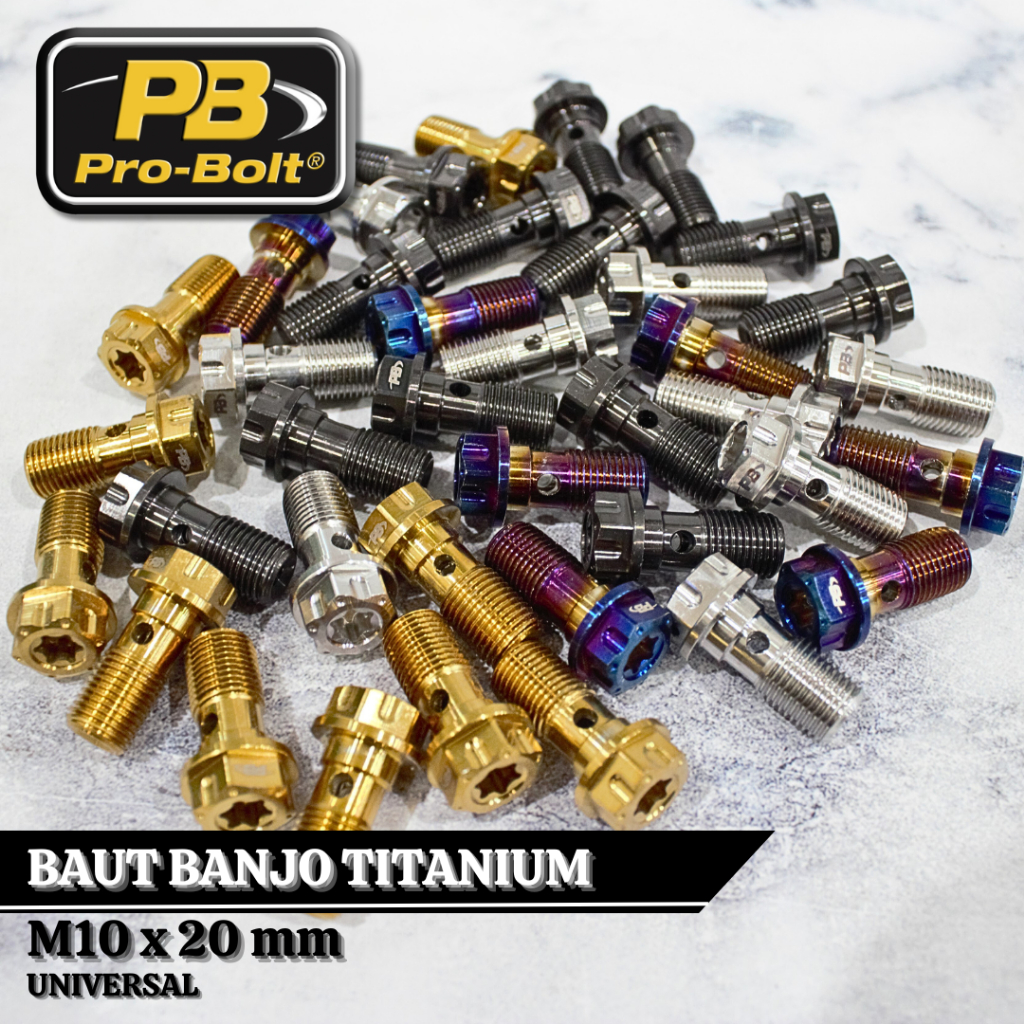 Baut Titanium Drat 10 Probolt Baut Titanium Master Rem Baut Banjo Titanium Ukuran M10x20 Baut Banjo 